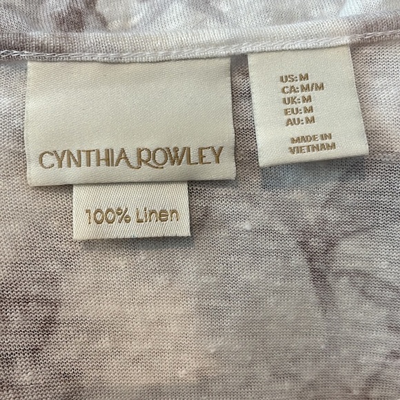 Cynthia Rowley 100% Linen Watercolor Floral Short Sleeve Tee - Picture 3 of 5
